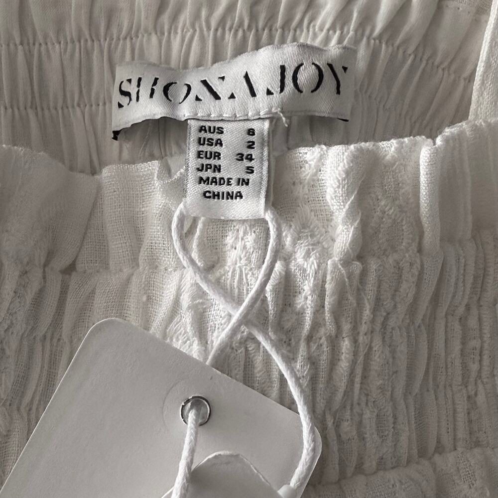 Shona Joy Cosmo Tiered Linen Mini Dress XS White NWT Resort Summer - Picture 6 of 10